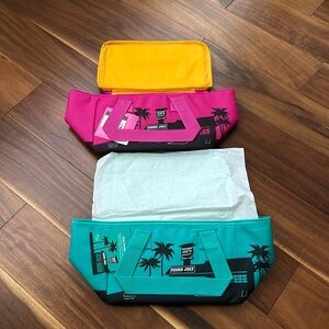 TRADER JOES MINI INSULATED COOLER BAGS PINK AND TEAL NWT